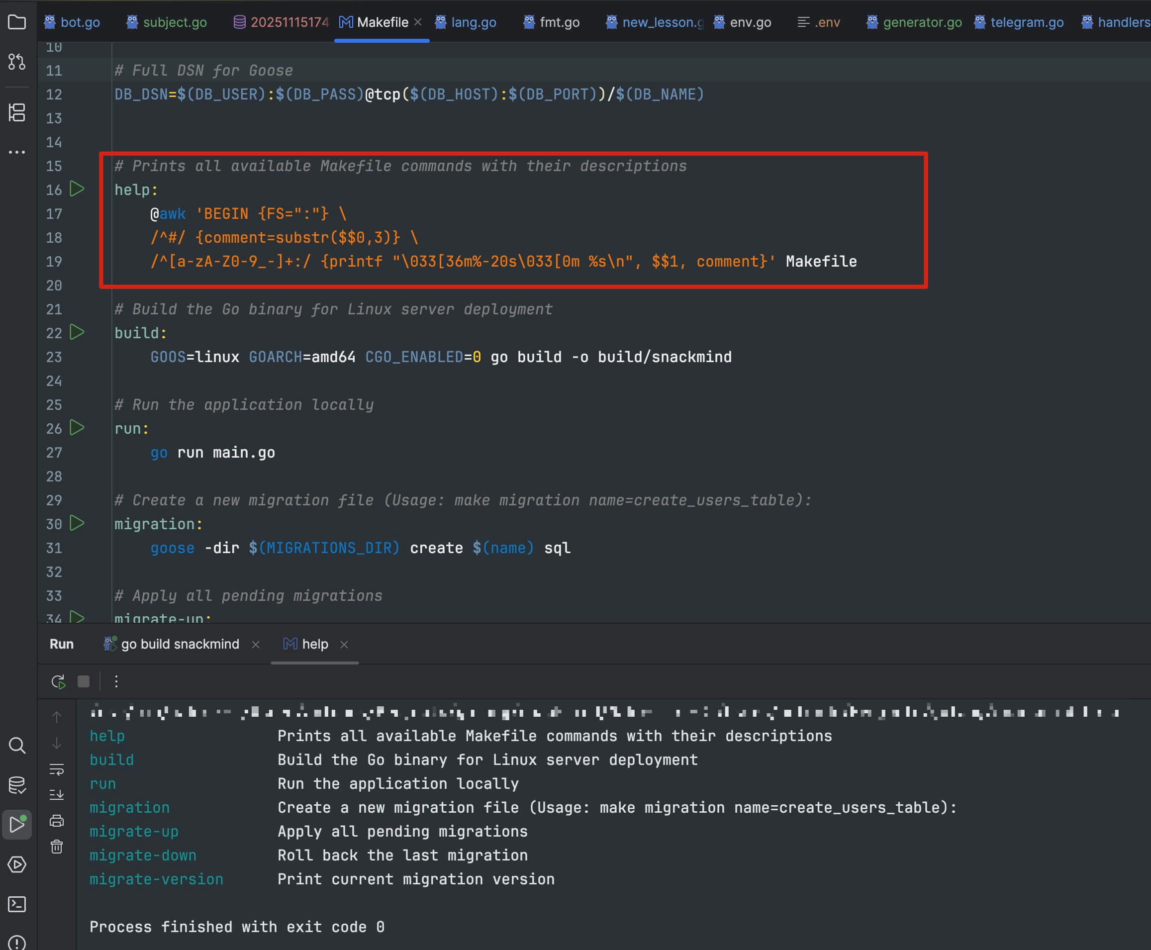 Makefiles — добавляем команду хелпа